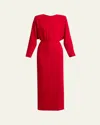 Valentino Donna Long Sleeve Blouson Silk Cady Couture Dress In Pink