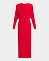 Valentino Donna Long Sleeve Blouson Silk Cady Couture Dress In Red