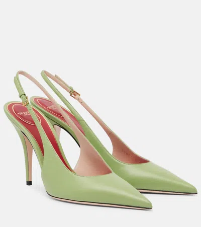 Valentino Garavani Cuttie Leather Slingback Pumps In Green