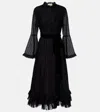 Valentino Daisy Sangallo Belted Cotton Shirt Dress In Black