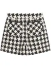 Valentino Womens Avorio Nero Houndstooth High-rise Tweed Woven Shorts In Neutrals