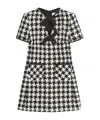 Valentino Embroidered Damier Light Tweed Short Dress In Black