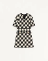 Valentino Damier Tweed Dress Woman Birch/black 48 In Black