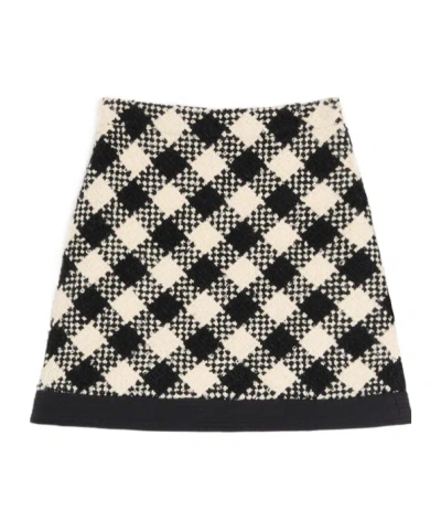 Valentino Damier Tweed Mini Skirt In Black