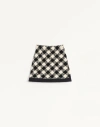 Valentino Damier Tweed Skirt Woman Birch/black 44 In Black
