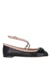 Valentino Rockstud Leather Flats In Black