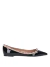 Valentino Leather Ballet Flats Rockstud Embellishment In Black