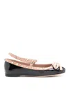 Valentino Rockstud Ballerina Patent-leather Pumps In Black