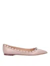 Valentino Rockstud Patent Leather Ballerinas In Nude & Neutrals