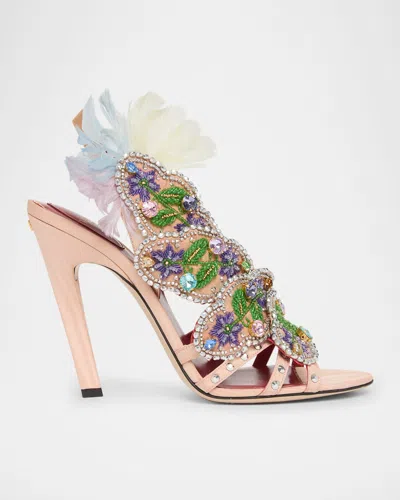 Valentino Garavani Dans Le Foyer Embellished Slingback Sandals In Multi