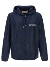 Valentino Hooded Jacket Featuring Drawstring Accents In Dark Blue