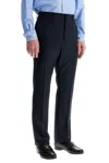 Valentino Dark Blue Wool Elegant Pants Regular Fit With Pleats In Blue