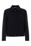 Valentino Virgin Wool V-detail Jacket In Navy