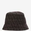 Valentino Garavani Toile Iconographe Nylon Bucket Hat In Brown