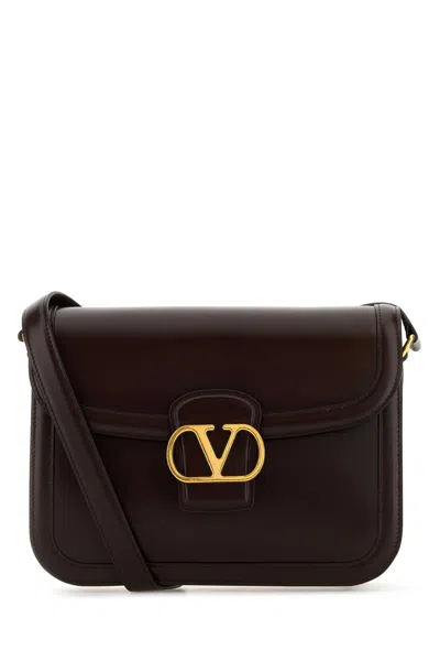 Valentino Garavani Dark Brown Leather 9to5 Shoulder Bag