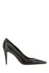 VALENTINO GARAVANI DARK BROWN LEATHER ROCKSTUD PUMPS