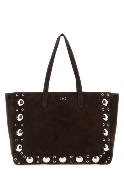 Valentino Garavani Dark Brown Suede Nellcã´te Shopping Bag