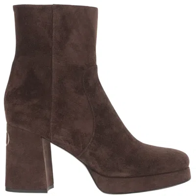 Valentino Garavani Dark Brown Zip Boots