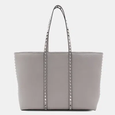Valentino Garavani Dark Grey Leather Tote Bag