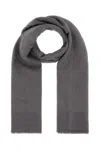 Valentino Dark Grey Wool Blend Scarf In Grigio Argento