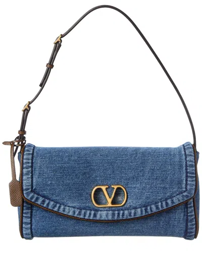 Valentino Garavani Valentino De Vain Small Denim Shoulder Bag In Blue
