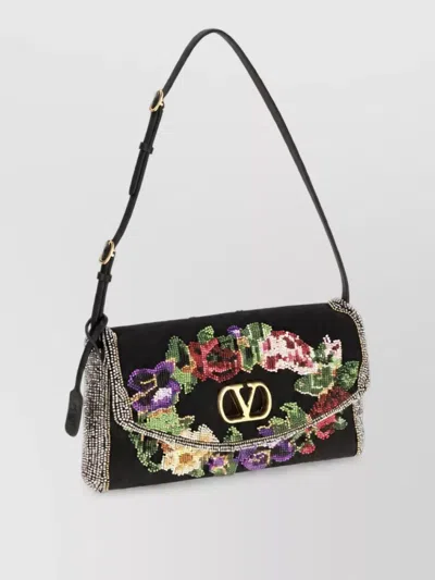 Valentino Garavani De Vain Small Linen Clutch Bag In Multi