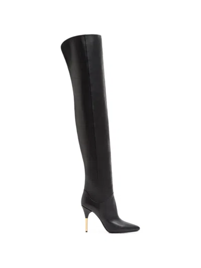 Valentino Garavani Deboot Cver-the-knee Calfskin Boots 105mm In Red