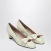 Valentino Garavani Bowow Pump In Kidskin With Studs 45mm Woman Ivory 41