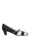 Valentino Garavani Women Black Fabric Bowow Pumps In Nerosilvershade