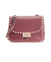 Valentino Decorated Shoulder Bag With Studs In Red