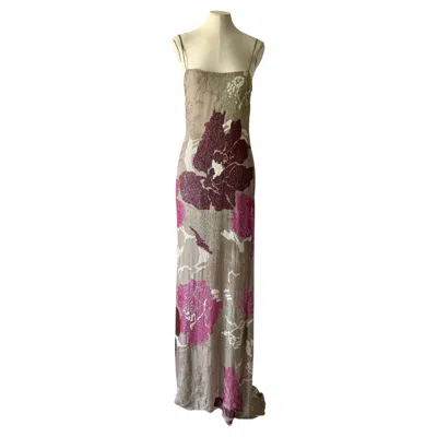 Pre-owned Valentino Demi-couture Ss 2001 Exquisite Silk Sequin Embellished Floral Gown In Gray