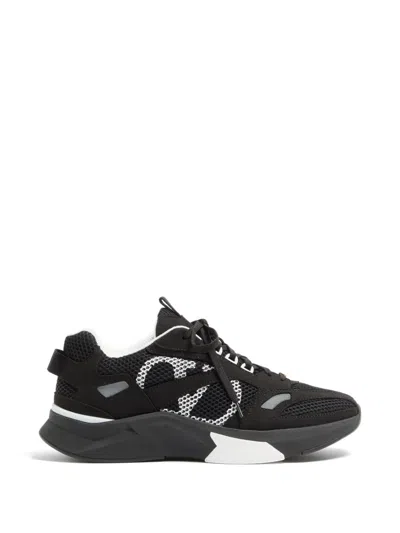 Valentino Garavani Demivee Trainer In Mesh Fabric With Suede Inserts In Black