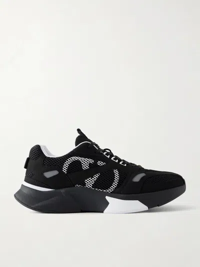 Valentino Garavani Demivee Sneakers In Mesh Fabric With Suede Inserts In Black