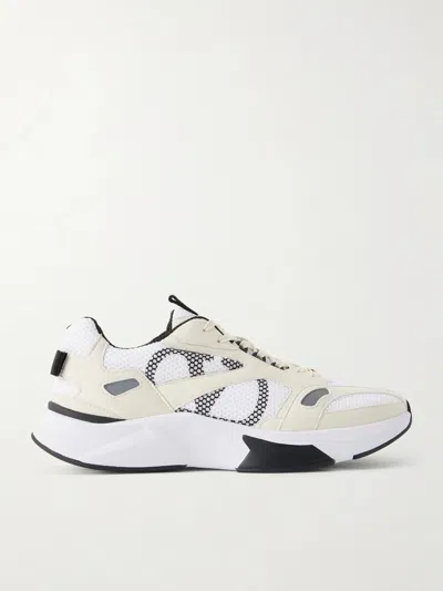 Valentino Garavani Demivee Low-top Trainers In Mesh And Suede With Vlogo Signature In Neutral