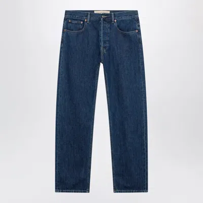 Valentino Vlogo Washed Denim Pants In Blue