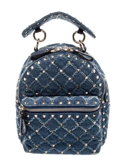 Pre-owned Valentino Garavani Denim Backpack In Blue