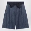 Valentino Garavani Denim Bermuda Shorts With Oversized Bow In Blue