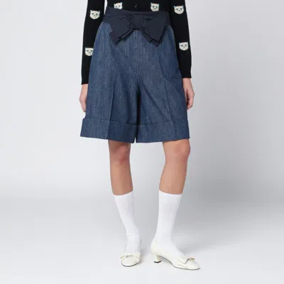 VALENTINO VALENTINO | DENIM BERMUDA SHORTS WITH OVERSIZED BOW