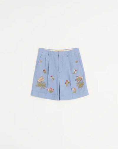 VALENTINO VALENTINO DENIM BERMUDA SHORTS WITH EMBROIDERY