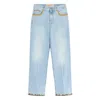 Valentino Stitched Denim Trousers With Embroidered Accents In Blue
