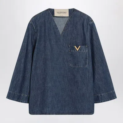 Valentino Denim Blue Cotton Shirt
