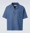 Valentino Garavani Oversized Denim Shirt With Button Closure In Blue