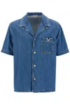 Valentino Shirt With Metallic V Detail In Blue