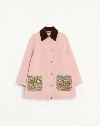 Valentino Corduroy-trimmed Cotton And Linen-blend Jacket In Pink