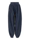 Valentino Garavani Balloon Fit Chambray Cotton Denim Pants In Blue