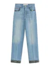 Valentino Blue Embroidered Denim Jeans In Blue