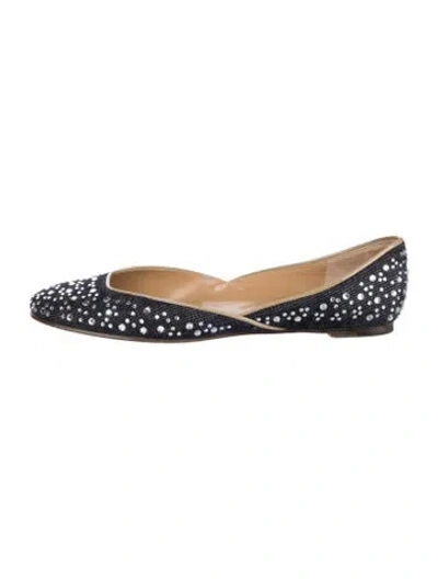 Pre-owned Valentino Garavani Denim Crystal Embellishments Ballet Flats In Blue