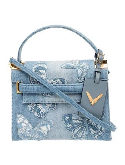 Pre-owned Valentino Garavani Denim Denim Butterfly Denim Bag In Blue
