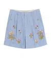 Valentino Denim Embroidered Tailored Shorts In Blue