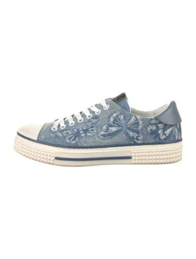 Pre-owned Valentino Garavani Denim Graphic Print Sneakers In Blue